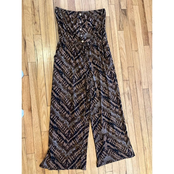 No Boundaries Strapless Jumpsuit Wide Leg Boho Chic Brown XL (15-17) - Picture 1 of 3